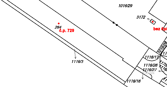 Mariánské Lázně 729 na parcele st. 284 v KÚ Mariánské Lázně, Katastrální mapa