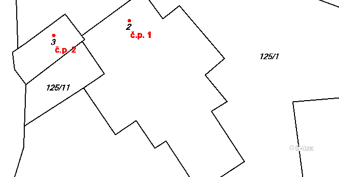 Arnoštovice 1, Heřmaničky na parcele st. 2 v KÚ Arnoštovice, Katastrální mapa