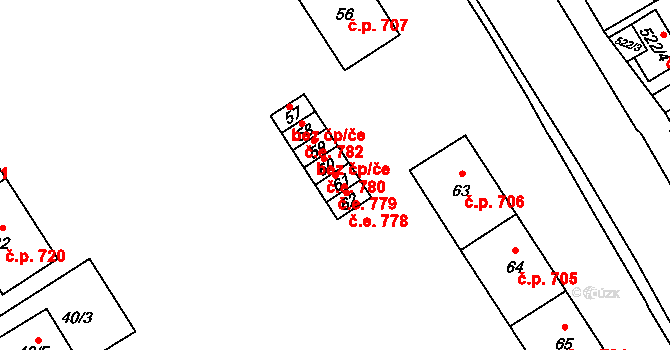 Kopřivnice 779 na parcele st. 61 v KÚ Kopřivnice, Katastrální mapa