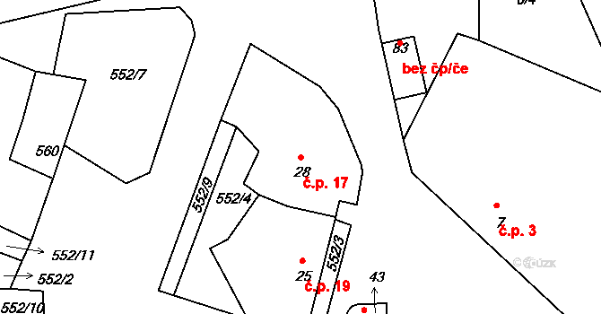 Bošovice 17, Čížová na parcele st. 28 v KÚ Bošovice u Čížové, Katastrální mapa