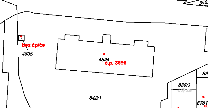 Zlín 3695 na parcele st. 4894 v KÚ Zlín, Katastrální mapa