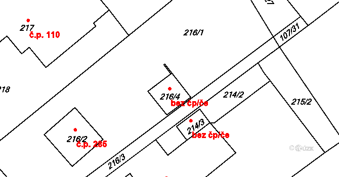 Petrovice u Karviné 42623715 na parcele st. 216/4 v KÚ Dolní Marklovice, Katastrální mapa