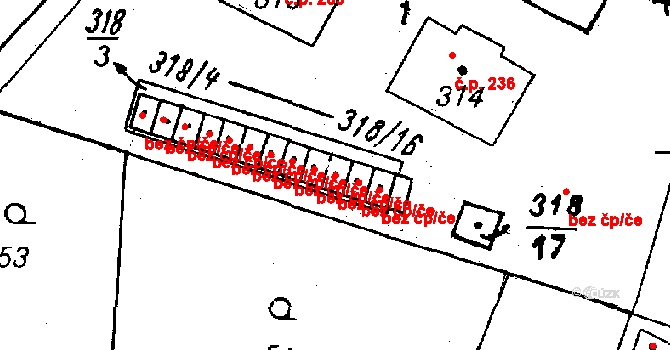 Heřmanova Huť 43479715 na parcele st. 318/13 v KÚ Vlkýš, Katastrální mapa