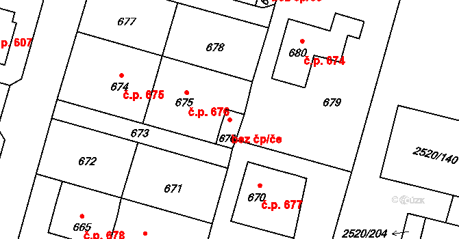 Mohelnice 44903715 na parcele st. 676 v KÚ Mohelnice, Katastrální mapa