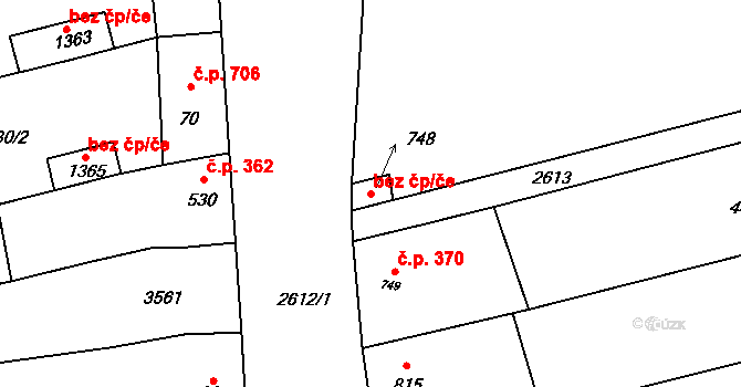 Tlumačov 47854715 na parcele st. 748 v KÚ Tlumačov na Moravě, Katastrální mapa