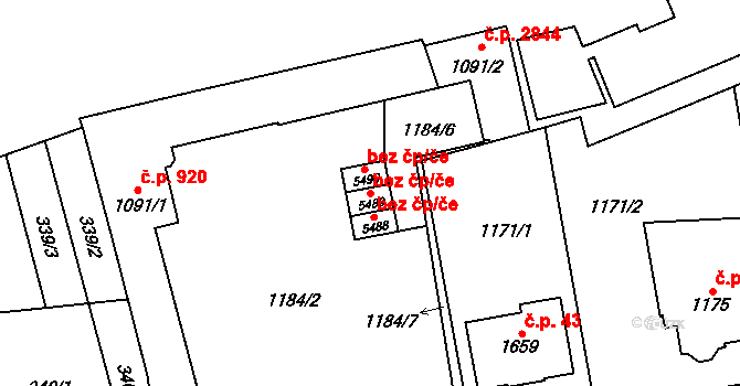 Šumperk 49416715 na parcele st. 5489 v KÚ Šumperk, Katastrální mapa