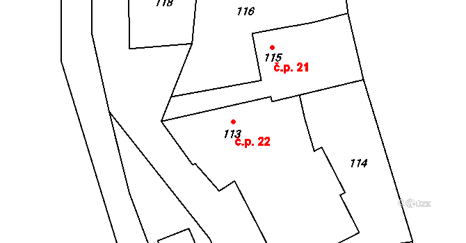 Svinišťany 22, Dolany na parcele st. 113 v KÚ Svinišťany, Katastrální mapa