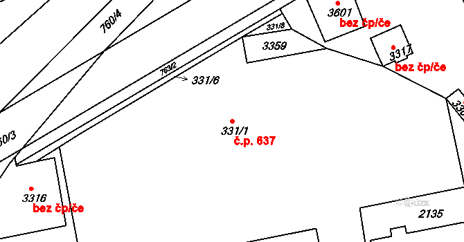 Náchod 637 na parcele st. 331/1 v KÚ Náchod, Katastrální mapa