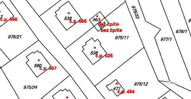 Mořkov 526 na parcele st. 536 v KÚ Mořkov, Katastrální mapa