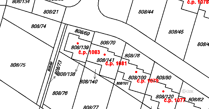 Srubec 1081 na parcele st. 808/141 v KÚ Srubec, Katastrální mapa