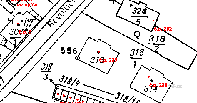 Vlkýš 235, Heřmanova Huť na parcele st. 313 v KÚ Vlkýš, Katastrální mapa