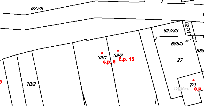 Černčice 6, Petrohrad na parcele st. 39/1 v KÚ Černčice u Petrohradu, Katastrální mapa