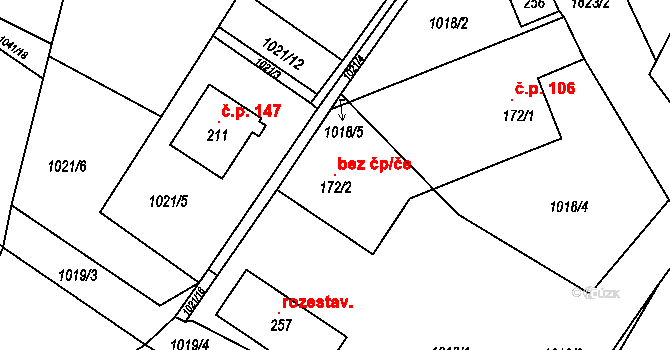 Řečice 98665715 na parcele st. 172/2 v KÚ Řečice nad Bobrůvkou, Katastrální mapa
