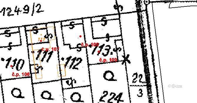 Horní Lukavice 109 na parcele st. 113 v KÚ Horní Lukavice, Katastrální mapa