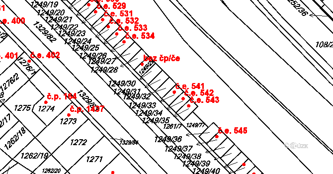Hustopeče 540 na parcele st. 1249/32 v KÚ Hustopeče u Brna, Katastrální mapa