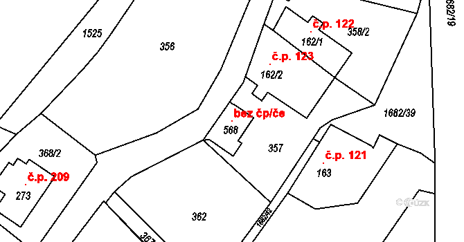 Třebovice 102600716 na parcele st. 568 v KÚ Třebovice, Katastrální mapa