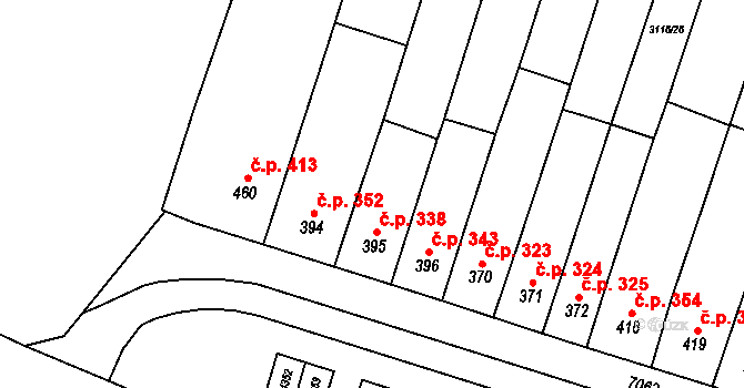 Němčice nad Hanou 338 na parcele st. 395 v KÚ Němčice nad Hanou, Katastrální mapa