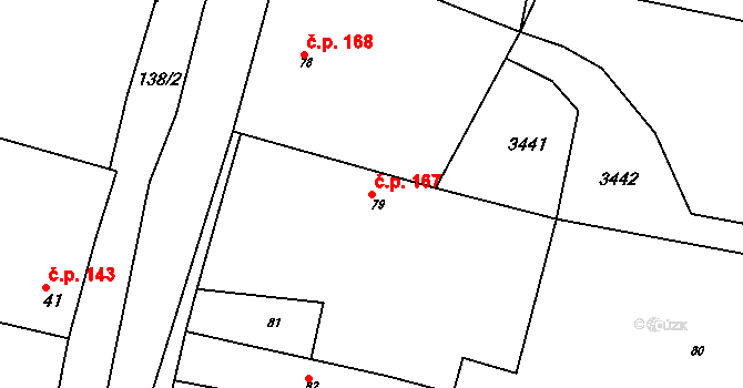 Čížov 167, Horní Břečkov na parcele st. 79 v KÚ Čížov, Katastrální mapa