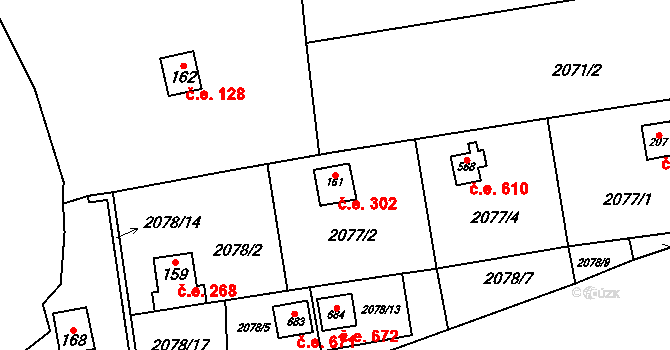 Lančov 302 na parcele st. 161 v KÚ Lančov, Katastrální mapa