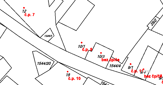 Smrčná 9 na parcele st. 10/1 v KÚ Smrčná na Moravě, Katastrální mapa