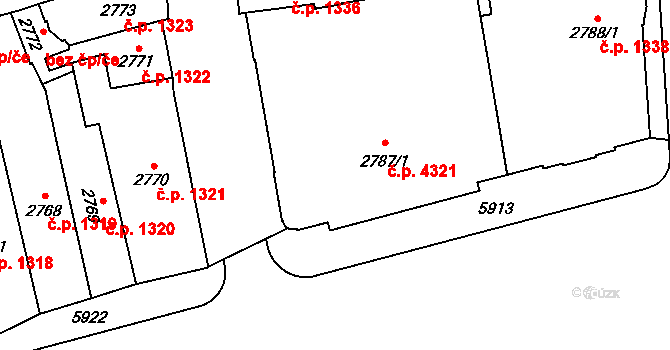 Jihlava 4321 na parcele st. 2787/1 v KÚ Jihlava, Katastrální mapa