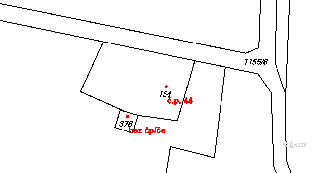 Osůvky 44, Třinec na parcele st. 874 v KÚ Český Puncov, Katastrální mapa