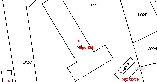 Provodín 125 na parcele st. 145 v KÚ Provodín, Katastrální mapa