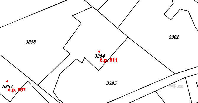 Rychvald 511 na parcele st. 3384 v KÚ Rychvald, Katastrální mapa
