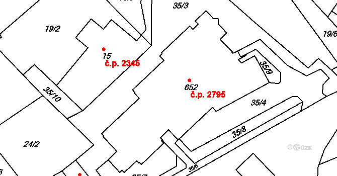 Šumperk 2795 na parcele st. 652 v KÚ Dolní Temenice, Katastrální mapa
