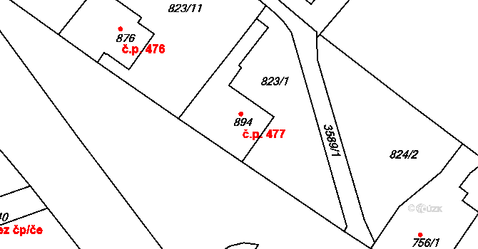 Cvikov II 477, Cvikov na parcele st. 894 v KÚ Cvikov, Katastrální mapa