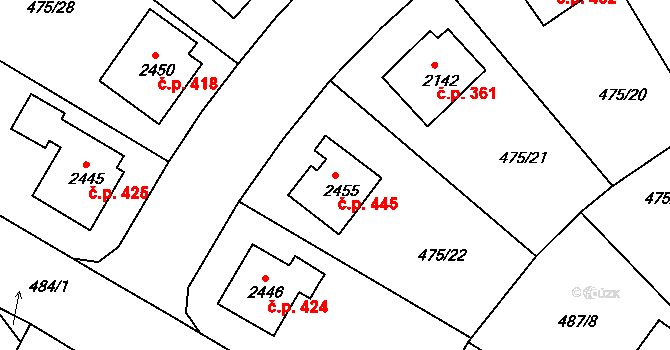 Holínské Předměstí 445, Jičín na parcele st. 2455 v KÚ Jičín, Katastrální mapa