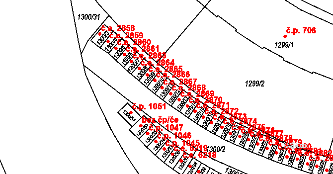 Klíše 2866, Ústí nad Labem na parcele st. 1300/11 v KÚ Klíše, Katastrální mapa