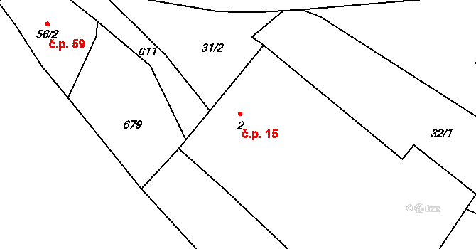 Lovětín 15, Batelov na parcele st. 2 v KÚ Lovětín u Třešti, Katastrální mapa