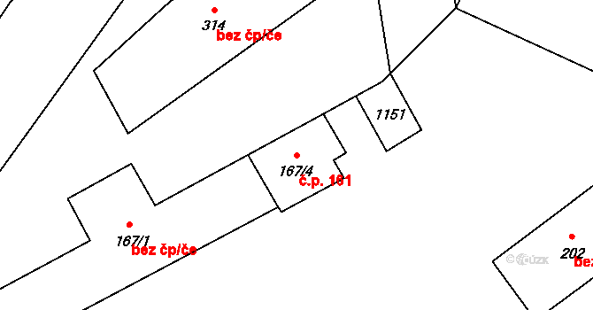 Hořepník 161 na parcele st. 167/4 v KÚ Hořepník, Katastrální mapa
