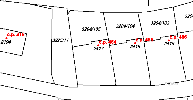Klatovy IV 454, Klatovy na parcele st. 2417 v KÚ Klatovy, Katastrální mapa