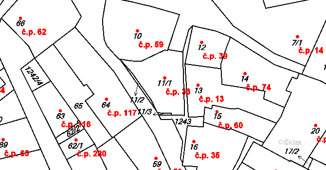 Nebušice 33, Praha na parcele st. 11/1 v KÚ Nebušice, Katastrální mapa
