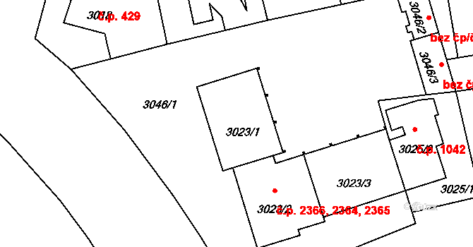 Strašnice 2364,2365,2366, Praha na parcele st. 3023/1 v KÚ Strašnice, Katastrální mapa