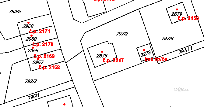 Dvůr Králové nad Labem 2217 na parcele st. 2676 v KÚ Dvůr Králové nad Labem, Katastrální mapa