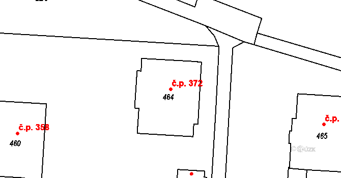 Lazce 372, Olomouc na parcele st. 464 v KÚ Lazce, Katastrální mapa