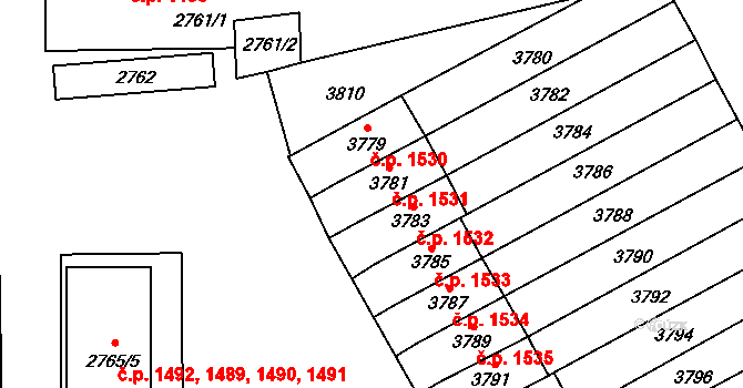 Šlapanice 1531 na parcele st. 3781 v KÚ Šlapanice u Brna, Katastrální mapa