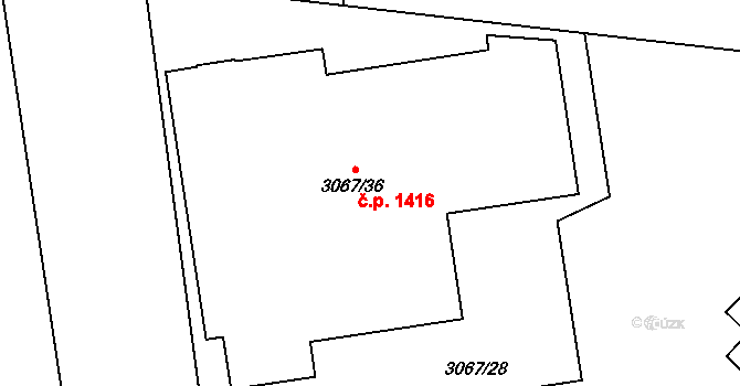Michle 1416, Praha na parcele st. 3067/36 v KÚ Michle, Katastrální mapa