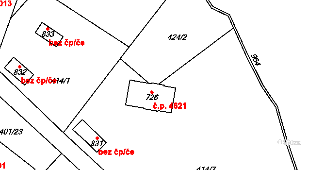Kokonín 4621, Jablonec nad Nisou na parcele st. 726 v KÚ Kokonín, Katastrální mapa