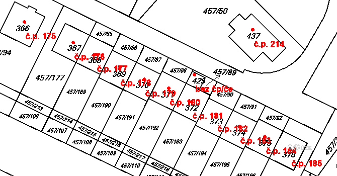 Zeměchy 180, Kralupy nad Vltavou na parcele st. 371 v KÚ Zeměchy u Kralup nad Vltavou, Katastrální mapa