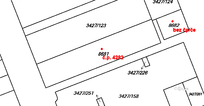 Hodonín 4282 na parcele st. 8681 v KÚ Hodonín, Katastrální mapa