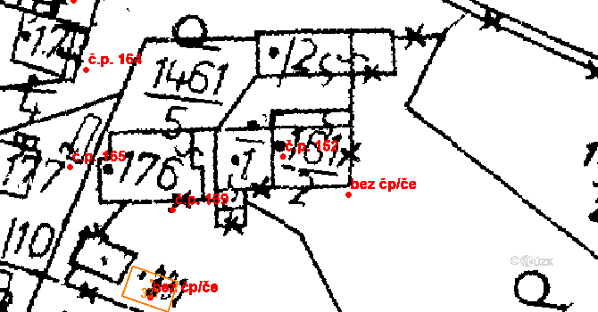 Dešenice 152 na parcele st. 161/2 v KÚ Dešenice, Katastrální mapa