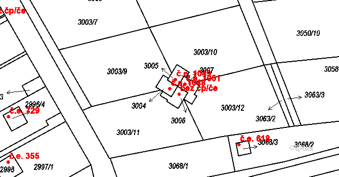 Planá nad Lužnicí 1048 na parcele st. 3004 v KÚ Planá nad Lužnicí, Katastrální mapa