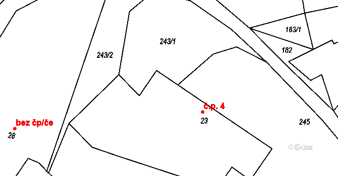 Křenovičky 4, Heřmaničky na parcele st. 23 v KÚ Velké Heřmanice, Katastrální mapa