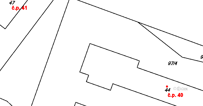 Petrovice u Uhelné Příbramě 40, Uhelná Příbram na parcele st. 44 v KÚ Petrovice u Uhelné Příbramě, Katastrální mapa