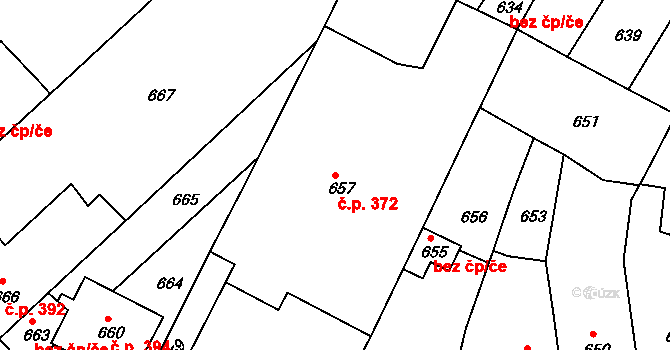 Žďár nad Sázavou 1 372, Žďár nad Sázavou na parcele st. 657 v KÚ Město Žďár, Katastrální mapa