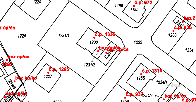 Duchcov 39108716 na parcele st. 1231/2 v KÚ Duchcov, Katastrální mapa